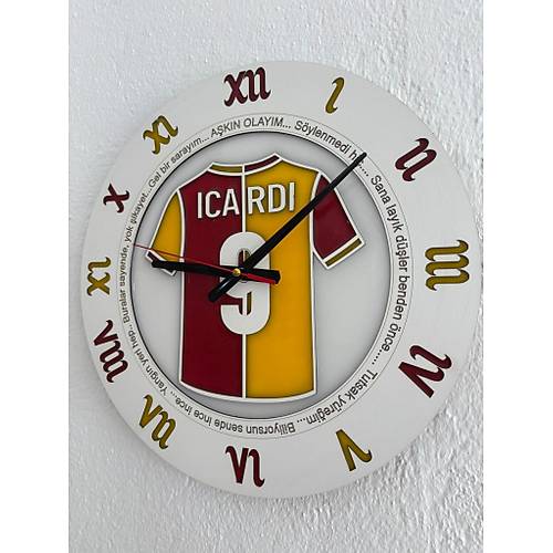 PELNCE - Icardi Akn Olaym - Taraftar Duvar Saati (Ahap & Epoksi) - 40 cm