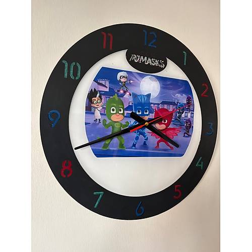 PELNCE KIDS - Pijamaskeliler (PJ Masks) Temal Ahap ocuk Odas Duvar Saati - 40 cm