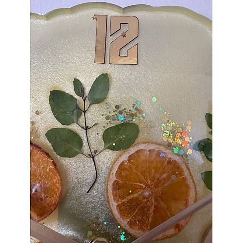 PELNCE - Narenciye & Elma Temal Mutfak Duvar Saati -  Portakal, Limon, Elma - 30 cm - Ak Sar