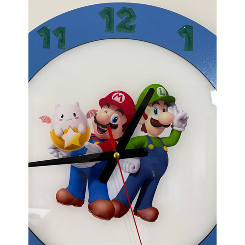 PELNCE KIDS ? Super Mario & Luigi Temal Ahap Epoksi ocuk Odas Duvar Saati - 40 cm
