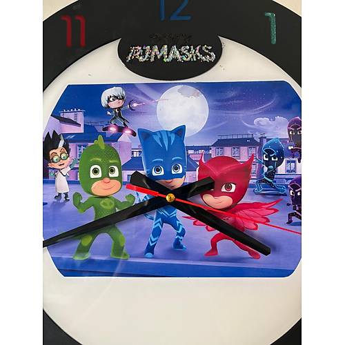 PELNCE KIDS - Pijamaskeliler (PJ Masks) Temal Ahap ocuk Odas Duvar Saati - 40 cm