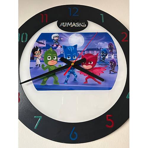 PELNCE KIDS - Pijamaskeliler (PJ Masks) Temal Ahap ocuk Odas Duvar Saati - 40 cm