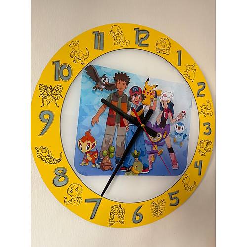 PELNCE KIDS - Pokemon Temal Ahap ocuk Odas Duvar Saati - 40 cm