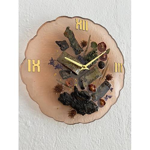 PELNCE - Doal Aa Kabuklu Epoksi Duvar Saati (zel Tasarm - Tek retim - Versiyon III) - 30 cm