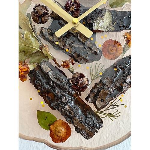PELNCE - Doal Aa Kabuklu Epoksi Duvar Saati (zel Tasarm - Tek retim - Versiyon V) - 30 cm