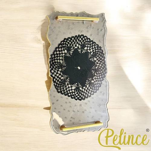 Epoksi Reine Dantelli Tepsi - Siyah Dantelli ncili - Eni: 16 cmBoyu: 30 cm