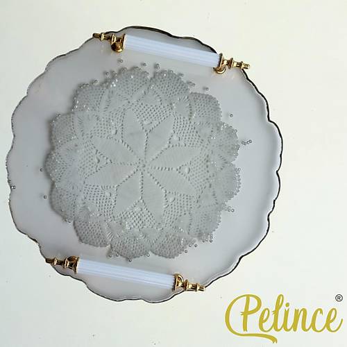 Epoksi Reine Dantelli Tepsi - Dantelli ncili - ap: 25 cm