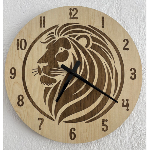 Safari Serisi - Aslan - Ahap Duvar Saati - 40 cm
