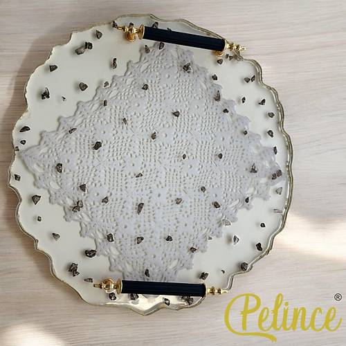 Epoksi Reine Dantelli Tepsi -  Dantelli Siyah Tal - ap: 30 cm