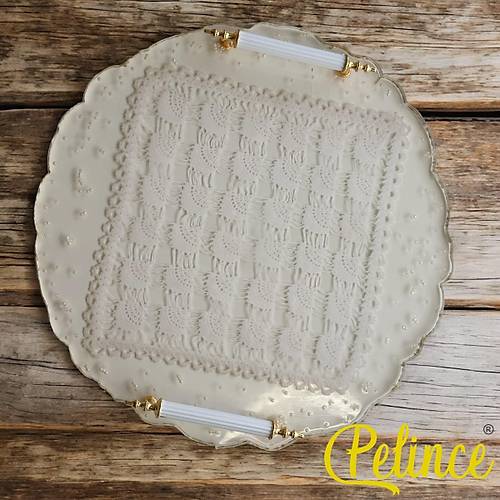 Epoksi Reine Dantelli Tepsi - Kare Dantelli ncili - ap:33 cm