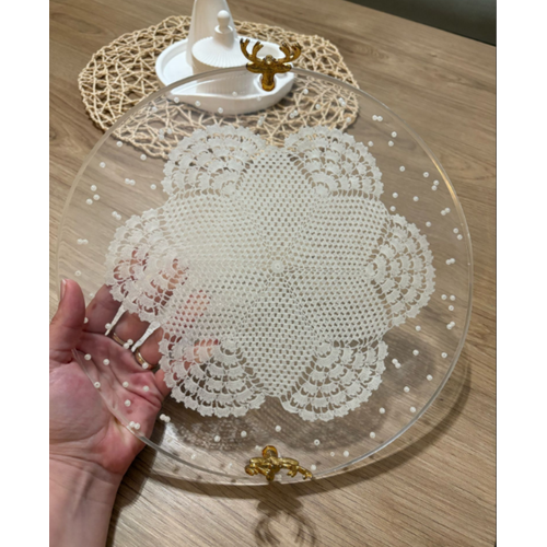 Epoksi Reine Nian Tepsisi - Dantel ve ncili - Geyik Ba- ap: 30 cm