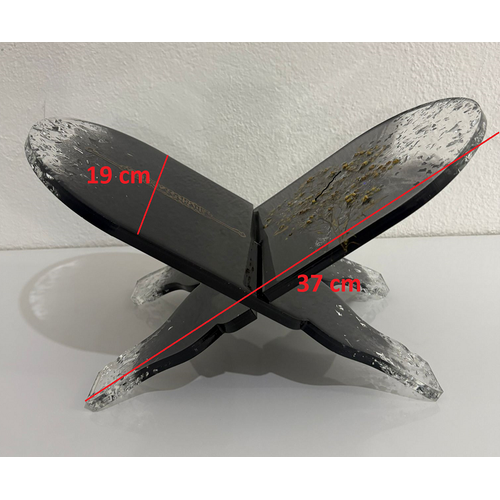 Siyah Renk iekli ve Yaz Motifli Epoksi Reine Rahle (zel Tasarm - Tek retim) - 37x19 cm