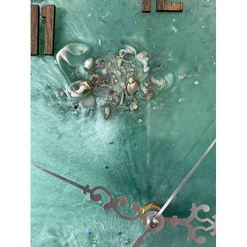 Denizin Ruhu Duvar Saati - Epoksi Reine Gerek Deniz Kabuklu Tasarm - 30 cm - 2.Model