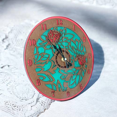 Epoksi Reine Duvar Saati - Vintage Duvar Saati Gl Desen - ap: 30 cm