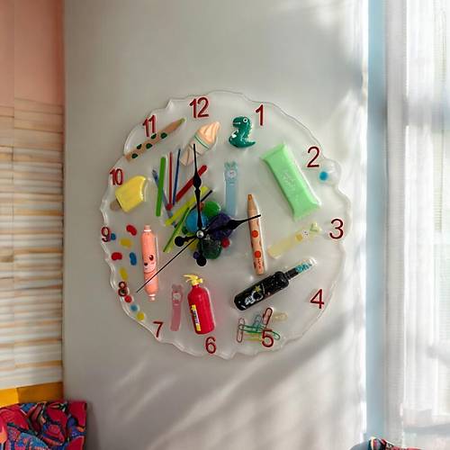 Epoksi Reine Duvar Saati - ocuk Odas - ap : 30 cm