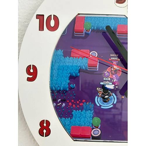 PELNCE KIDS - Brawl Stars Ekran Temal - ocuk Odas Duvar Saati - 40 cm (Ahap ve  Epoksi)