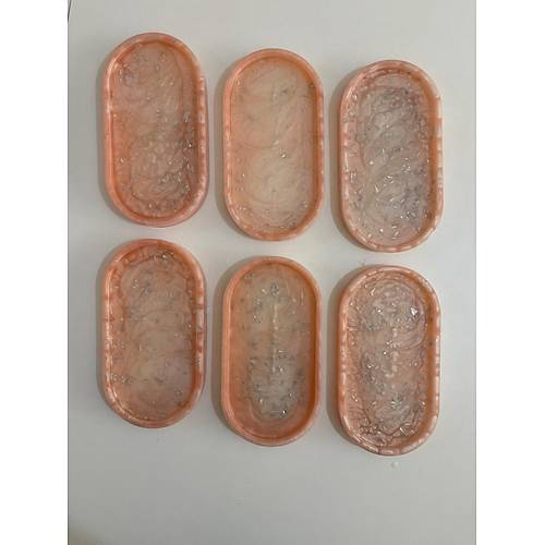 PELNCE - El Yapm 6'l Epoksi Sunumluk - Pudra Pembe Gm Varakl - Ebatlar: 17,5 x 9,5 cm
