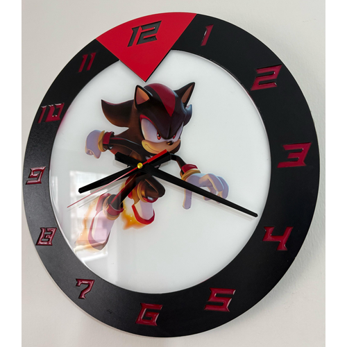 Shadow the Hedgehog Duvar Saati - Sonic 3 Film Tasarm - Ahap Lazer Kesim Epoksi - 40 cm - Pelince Kids