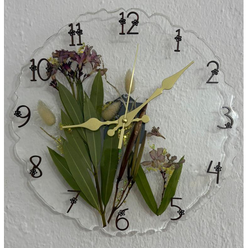 PELNCE - Zakkum iekli - Epoksi Duvar Saati - (zel Tasarm - Tek retim) - 30 cm