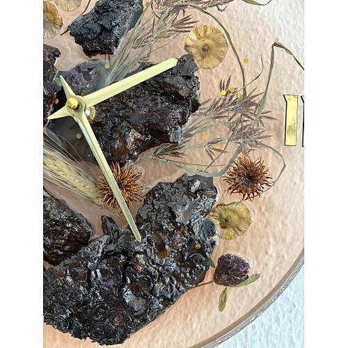 PELNCE - Doal Aa Kabuklu Epoksi Duvar Saati (zel Tasarm - Tek retim - Versiyon I) - 30 cm