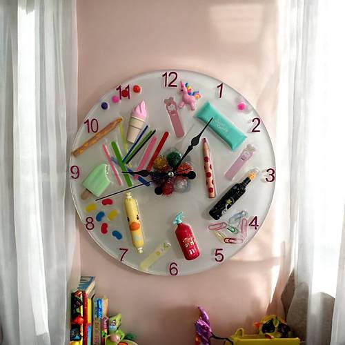 Epoksi Reine Duvar Saati - ocuk Odas - ap : 30 cm
