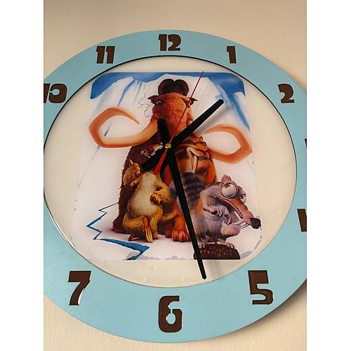 PELNCE KIDS - Buz Devri Temal Ahap ocuk Odas Duvar Saati - 40 cm
