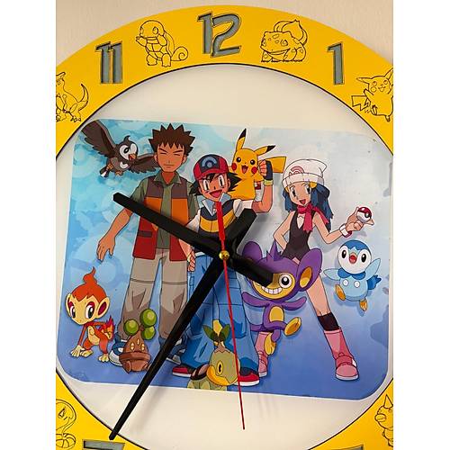 PELNCE KIDS - Pokemon Temal Ahap ocuk Odas Duvar Saati - 40 cm
