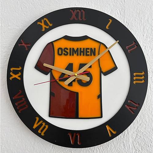 PELNCE - Osimhen 45 - Taraftar Duvar Saati (Ahap & Epoksi) - 40 cm