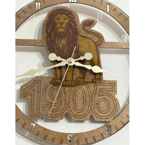 Ahap Duvar Saati - Taraftar, Aslan 1905 - Epoksi Reine Kaplamal - 30 cm