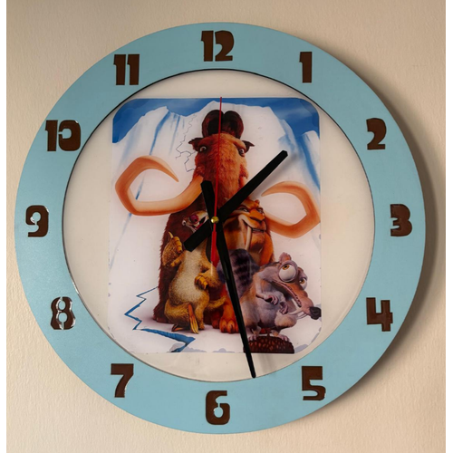 PELNCE KIDS - Buz Devri Temal Ahap ocuk Odas Duvar Saati - 40 cm