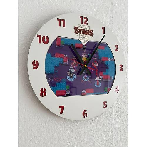 PELNCE KIDS - Brawl Stars Ekran Temal - ocuk Odas Duvar Saati - 40 cm (Ahap ve  Epoksi)