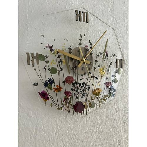 PELNCE - iekli Sekizgen Epoksi Duvar Saati (zel Tasarm - Tek retim - Versiyon II) - 30 cm