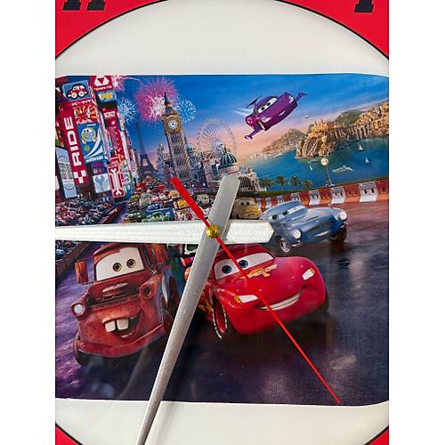 PELNCE KIDS - Cars (Arabalar) Filmi imek McQueen Temal Ahap ocuk Odas Duvar Saati - 40 cm