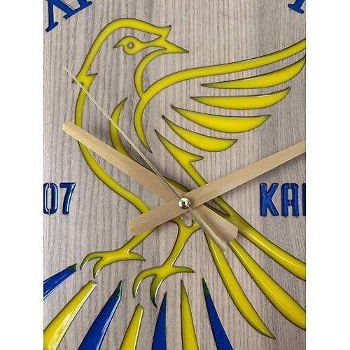 PELNCE - Kadky Kanarya Roma Rakaml Taraftar Duvar Saati (Ahap & Epoksi) - 40 cm