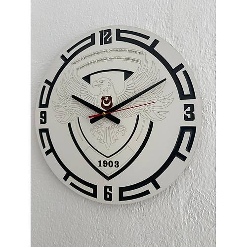 PELNCE - Kara Kartal Ruhu 1903 - Taraftar Duvar Saati (Ahap & Epoksi) - 40 cm
