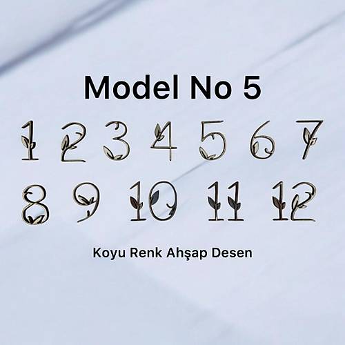 PELNCE - Ahap Kontraplak Lazer Kesim Duvar Saati Rakam Seti - Yaprakl Model - Ykseklik 3 cm
