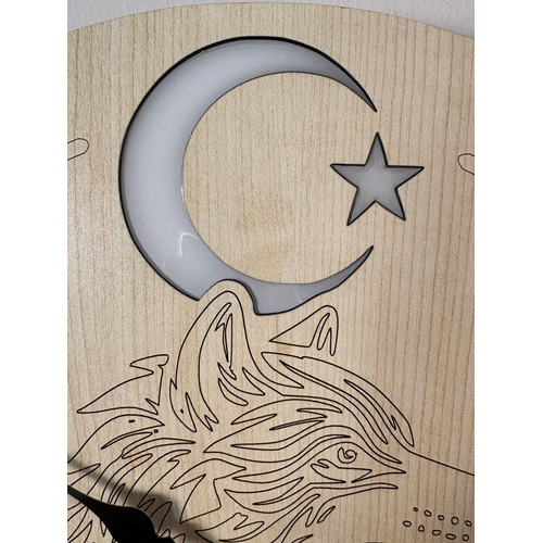 Ahap Desenli Duvar Saati - Bozkurt - Epoksi Reine Kaplamal - 40 cm