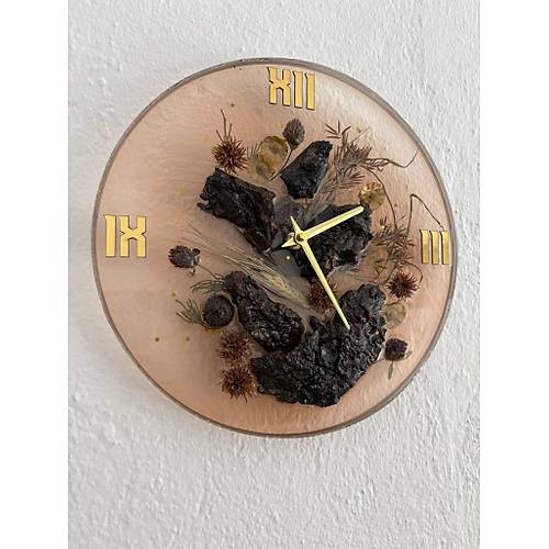 PELNCE - Doal Aa Kabuklu Epoksi Duvar Saati (zel Tasarm - Tek retim - Versiyon I) - 30 cm