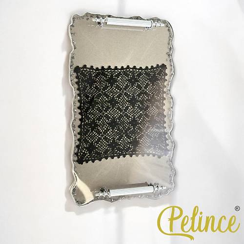 Epoksi Reine Dantelli Tepsi - Siyah Dantelli Gm Tal - Eni: 21 cmBoyu: 35 cm