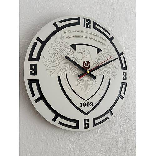 PELNCE - Kara Kartal Ruhu 1903 - Taraftar Duvar Saati (Ahap & Epoksi) - 40 cm
