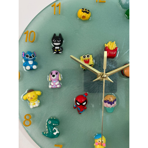 PELNCE KIDS - ocuk Odas Duvar Saati - Epoksi Reine - Yeil - 30 cm