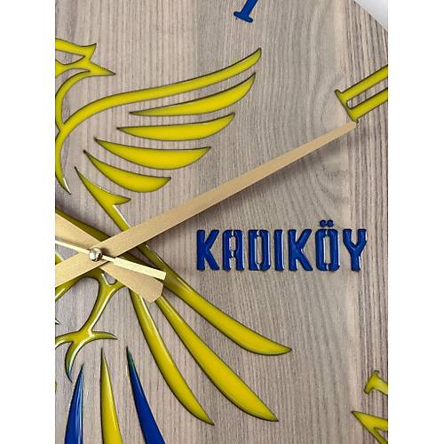 PELNCE - Kadky Kanarya Roma Rakaml Taraftar Duvar Saati (Ahap & Epoksi) - 40 cm