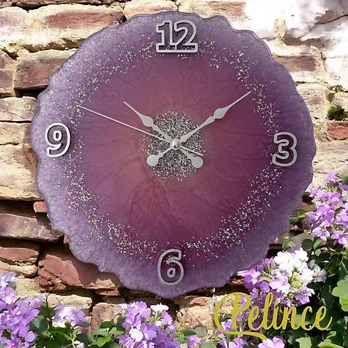 Epoksi Reine Duvar Saati - Mor Simli - ap 30 cm