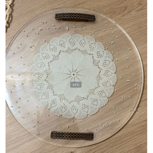 Epoksi Reine Nian Tepsisi - Dantel ve ncili - Dz Kulp - ap: 30 cm