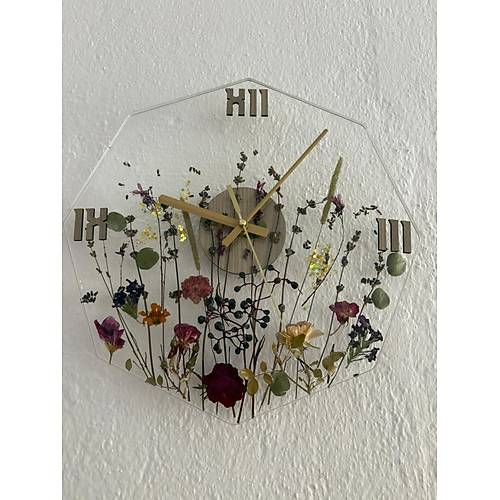 PELNCE - iekli Sekizgen Epoksi Duvar Saati (zel Tasarm - Tek retim - Versiyon II) - 30 cm
