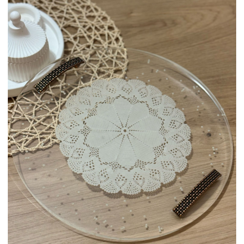 Epoksi Reine Nian Tepsisi - Dantel ve ncili - Dz Kulp - ap: 30 cm