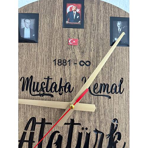 PELNCE - Mustafa Kemal Atatrk Temal Duvar Saati (Ahap & Epoksi) - 40 cm