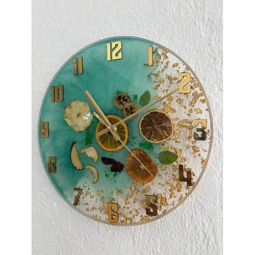PELNCE - Narenciye ve Meyve Temal Epoksi Mutfak Duvar Saati - Yeil III - 30 cm