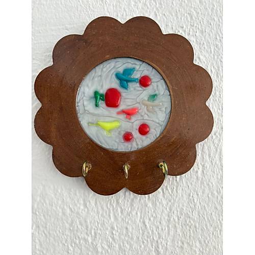 PELNCE - Ku Figrl Renkli  - Epoksi Ahap Anahtar Askl (Tek rn) - ap: 18 cm