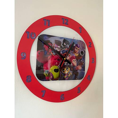 PELNCE KIDS - Brawl Stars Temal ocuk Odas Duvar Saati - 40 cm